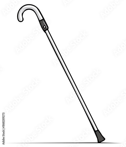 Simple cartoon style illustration of walking stick for support and mobility