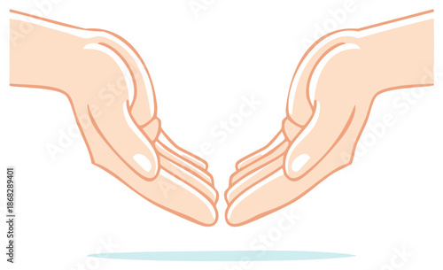 Pair of hands illustration opening up as if to receive or give, offering, protection, helping