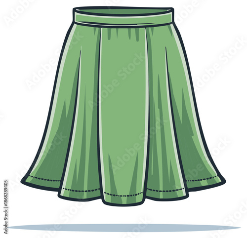 Green Pleated Skirt Fashion Illustration Apparel Clothing Style