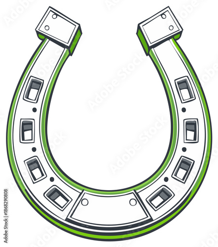 Lucky Green Horseshoe Illustration for Good Fortune Amulet Talisman Symbol Design  Artistic hand-drawn depiction