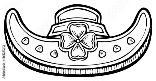 Lucky Horseshoe with Clover Outlined, St. Patrick's Day Charm Graphic