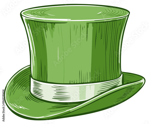 Green Top Hat with Ribbon Detail Festive Headwear Accessory