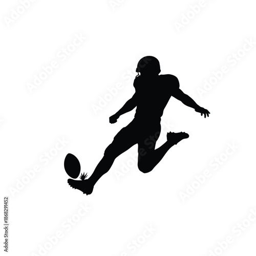 American football player kicking a ball silhouette illustration
