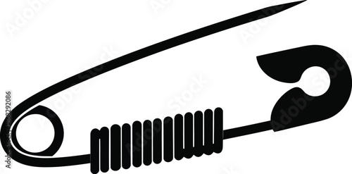key to success concept, 
Safety pin silhouette vector illustration of a metallic fastener for sewing tailoring and laundry clothes maintenance isolated on a white background for craft and fashion.