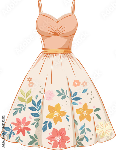 Summer Floral Dress: An elegant dress design featuring a floral pattern, evoking a sense of grace and summertime freshness.