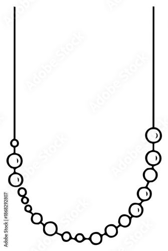 Beaded Strand Dangle: Elegant Round Jewel Shapes, Simple Line Art Necklace Design, Fashionable Accessory Concept