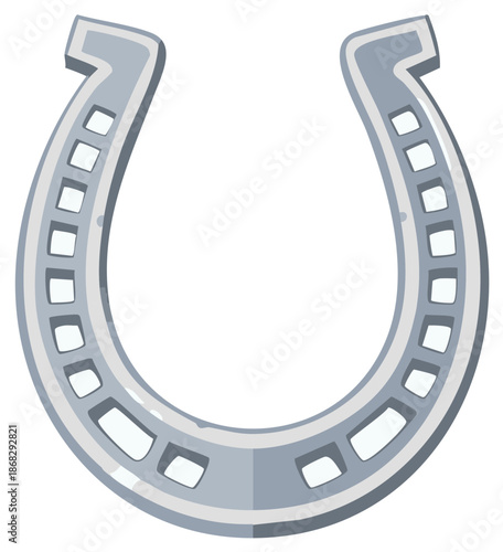 Metallic Horseshoe with Slots, a Symbol of Luck, Charm, and Success in Various Cultural Superstitions
