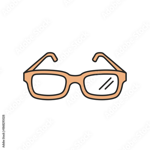 Simple Peach Colored Eyeglasses Icon Against White Background