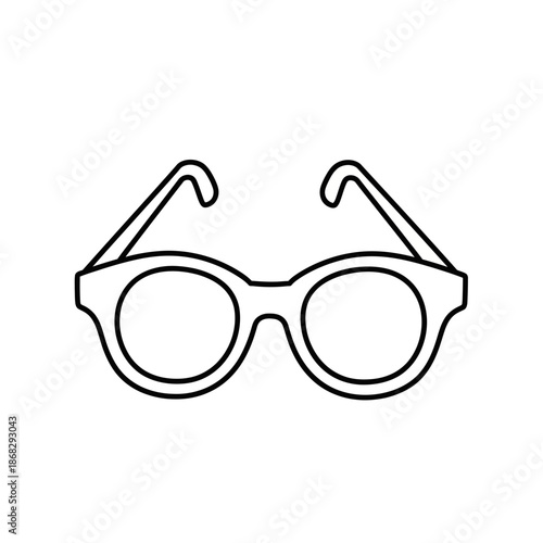 Simple Outline Illustration of Round Eyeglasses on White Background