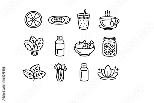 Detox Foods Icons. Сделать мультяшкой