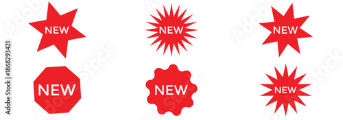 Set of red starburst sale tags, sale stickers, red price label, discount sticker pack, discount label bundle, promo badge collection. Price sticker icons,