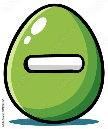 Green Oval Shape with Minus Symbol Design Element Isolated on White