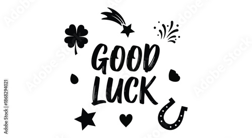Good luck wishes with stars clover and horseshoe a hopeful message