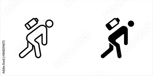 Tired person icon, fatigue or exhausted, lack battery energy, low charge, burnout workplace, stress - icon vector, vector illustration