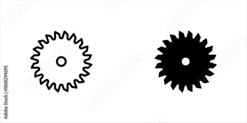 Circular saw blade icon set. Carpentry tools and equipment, vector illustration on white background