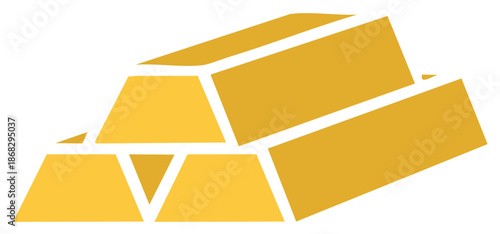 Golden Ingots Stacked Flat Vector, Precious Metals Reserves Concept