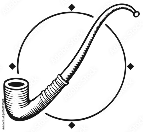 Elegant Tobacco Pipe Icon in Circular Frame