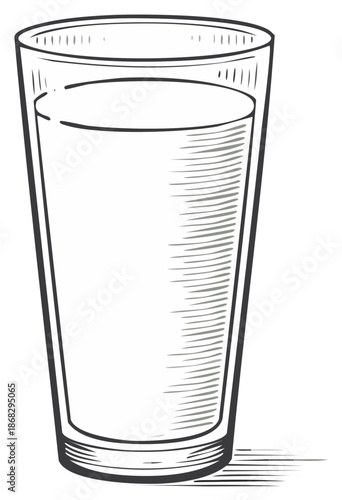 Ink drawing of a full glass of milk, a nutritious beverage for health