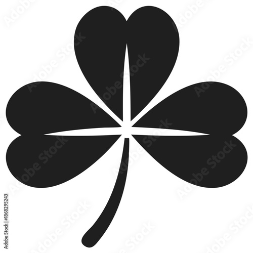 Simple black three leaf clover icon representing luck and good fortune graphic