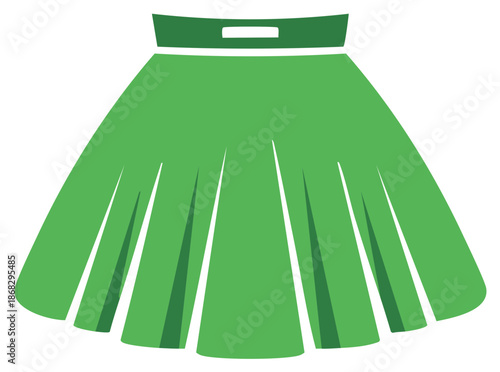 Vibrant green skirt with detailed pleats illustration fashion attire clothing icon style