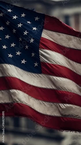 united states of america flag on the wind