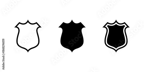 Shield badge icon set. Protection and security symbol isolated on white background