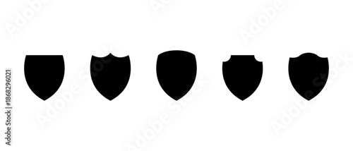 Solid shield icon set collection. Security, defense, and protection badge symbol