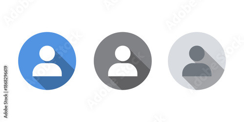 User profile icon set with long shadow. Account avatar symbol