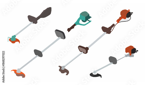 Cartoon Garden Trimmer Vector Set with Clippers and Backyard Cutters