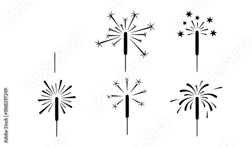Cartoon Sparklers Bengal Light Vector Set for Web Design and Celebration Graphics