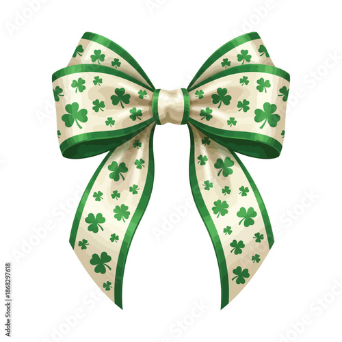 Green Shamrock Bow Ribbon for St Patrick’s Day Celebration