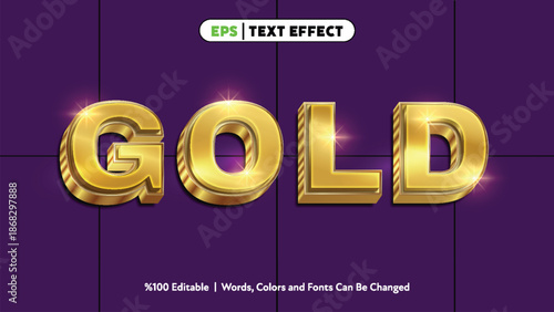 Fotografía Shiny golden 3d text effect spelling gold on purple background with sparkling hi