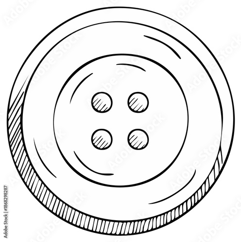 Classic Clothing Button Hand Drawn Illustration Sewing Fastener Simple Design