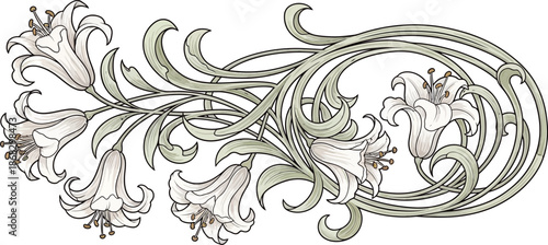 Floral Elegance: Capturing the intricate details of a delicate flower design, this image showcases a stunning illustration. The design presents a graceful arrangement.
