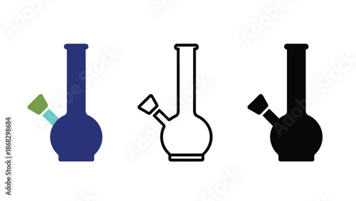 Three different bong designs in various colors on a white background