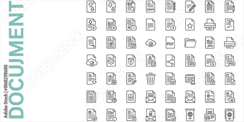 Document File Icons Representing Various File Types and Operations symbol paper