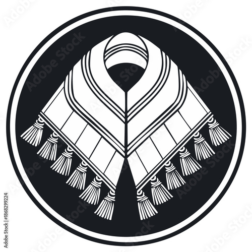 Poncho Icon in a Dark Circular Frame: Symbol of Tradition