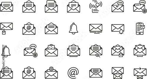 Email Communication Icons Message Notification Sending Receiving vector illustration
