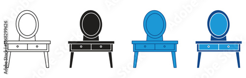 Dressing Table icon Set Multiple Style Collection. Vector illustration.