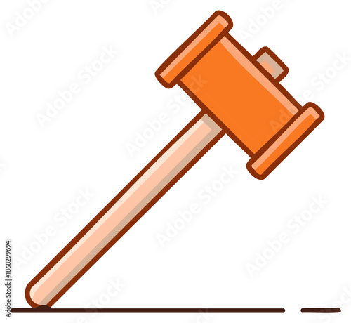 Simple cartoon illustration of a wooden construction mallet or auction gavel tool