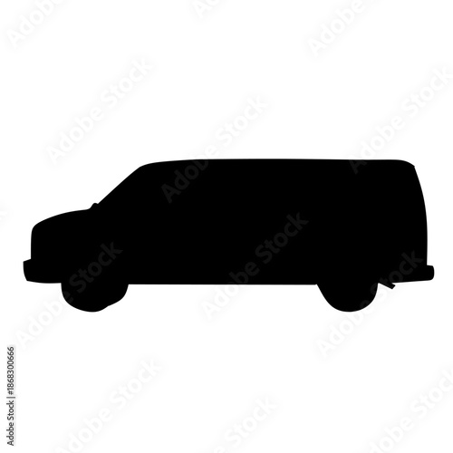 Van Side left View in Black Silhouette for Logistics Theme silhouette vector