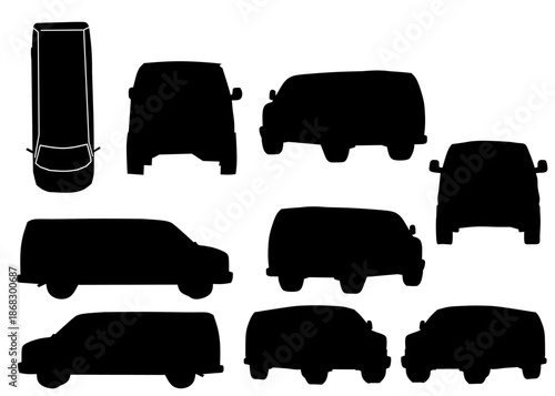 Van Silhouettes in Black Minimal Style for Transportation Collection