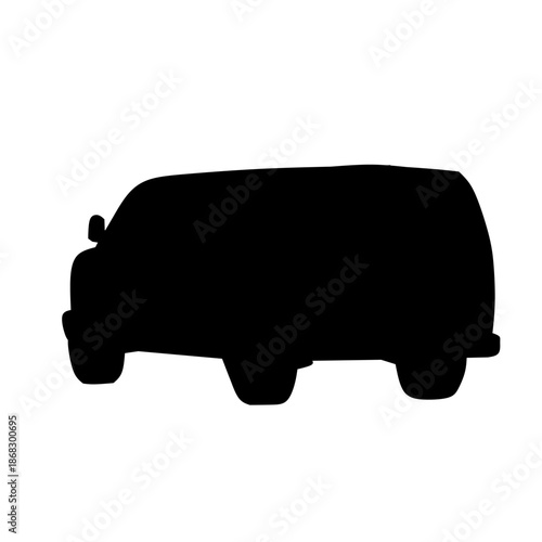 Van Perspective in Black Silhouette for Commercial Transport