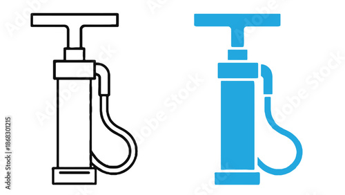A black and blue illustration of air pumps on a white background