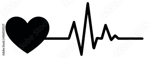 Graphic illustration of a heart and heartbeat depicting life and wellness for healthcare designs