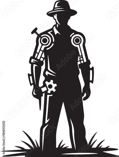 Robotic Farmer with Mechanical Arms and Tools