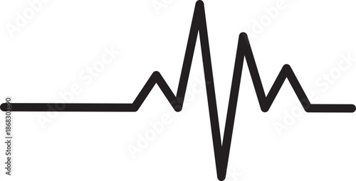 Heart Rhythm Icon. Electrocardiogram, ECG - EKG signal, Heart Beat pulse line concept design element. Heartbeat line, pulse, cardiogram, medical health care, heart rhythm, red outline vector.