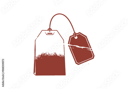 Tea bag vector illustrations presented in various styles including retro, flat, and thin line, featuring a vintage texture. The teabags include healthy herbal, Ceylon, and Chinese green tea.