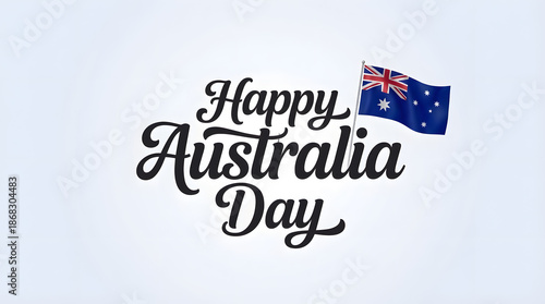 Happy australia day greeting text with australian flag
