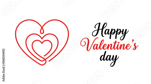 Happy valentines day heart line art illustration
